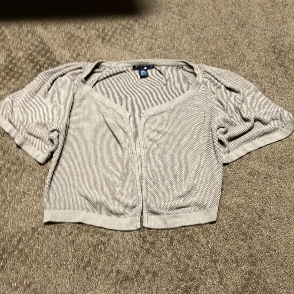 88th & Madison Medium solid Cocoa brown knit sweater, open front EUC